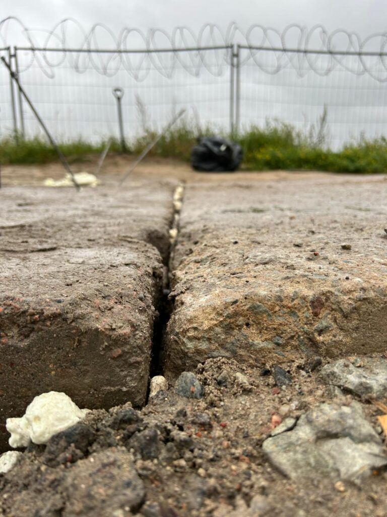 concrete slab after soil stabilisation with geopolymer injection