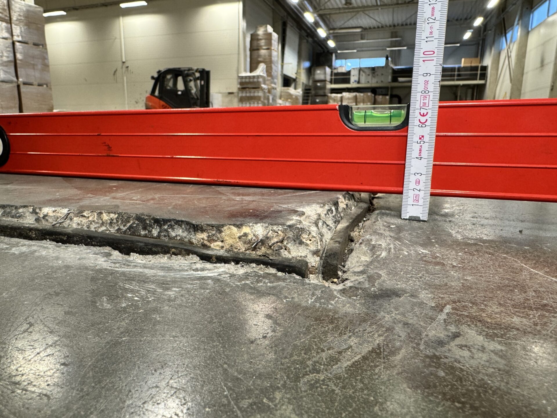Industrial floor settlement caused by weak ground beneath the floor