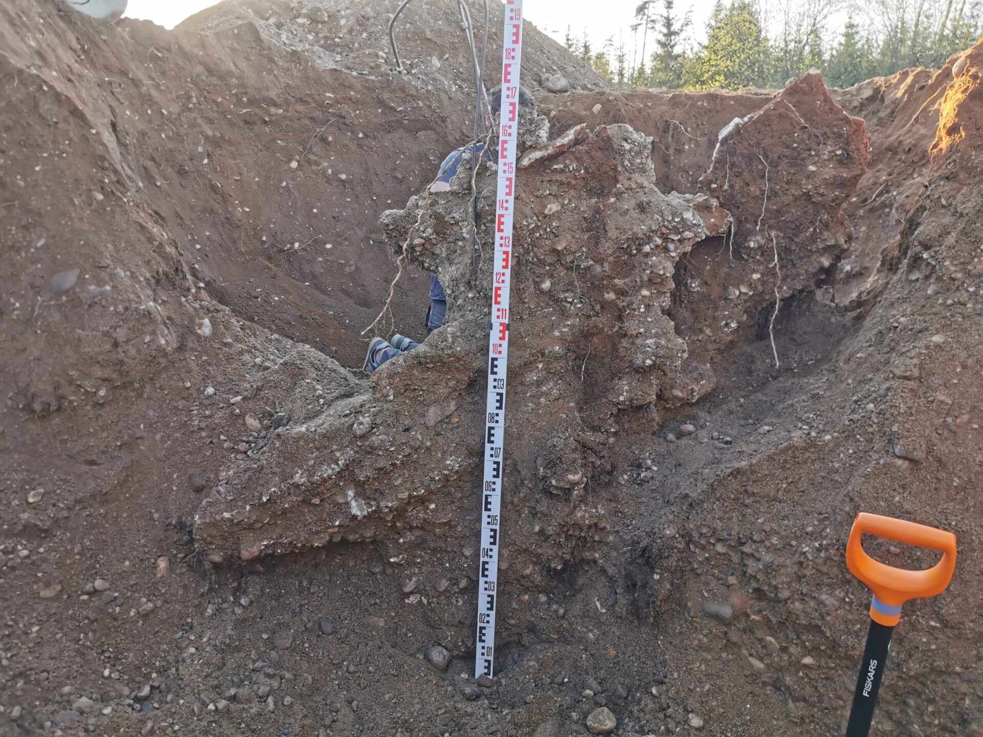 Excavated soil profile after geopolymer injection test for ground improvement research